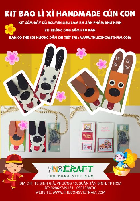 Kit bao lì xì handmade cún con